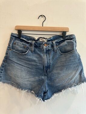 Madewell Distressed Light Blue High-Rise Denim Shorts